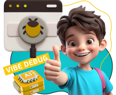 Тестирование & Vibe Debug. Охотники за багами - КИБЕРшкола программирования для детей, компьютерные курсы для школьников, начинающих и подростков - KIBERone г. Отрадное